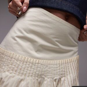 Topshop A-Line Midi Skirt | High Waist Pleated Cotton Skirt